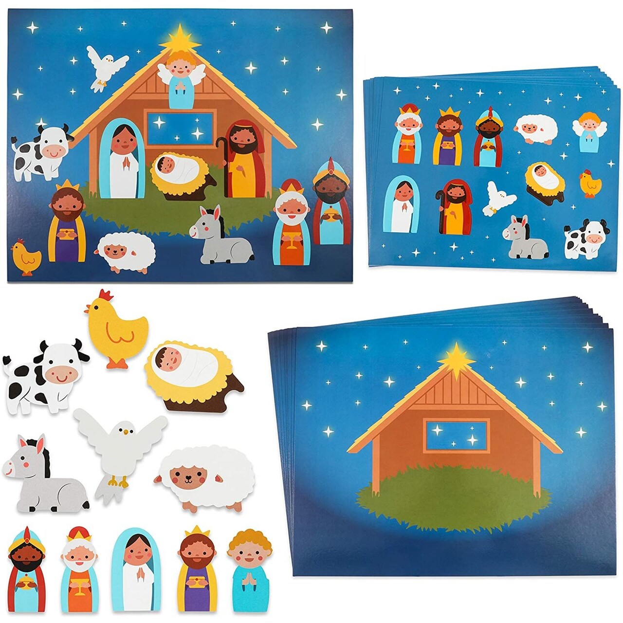 Make a Nativity Scene Christmas Stickers (8.5 x 11 in, 12 Pack)